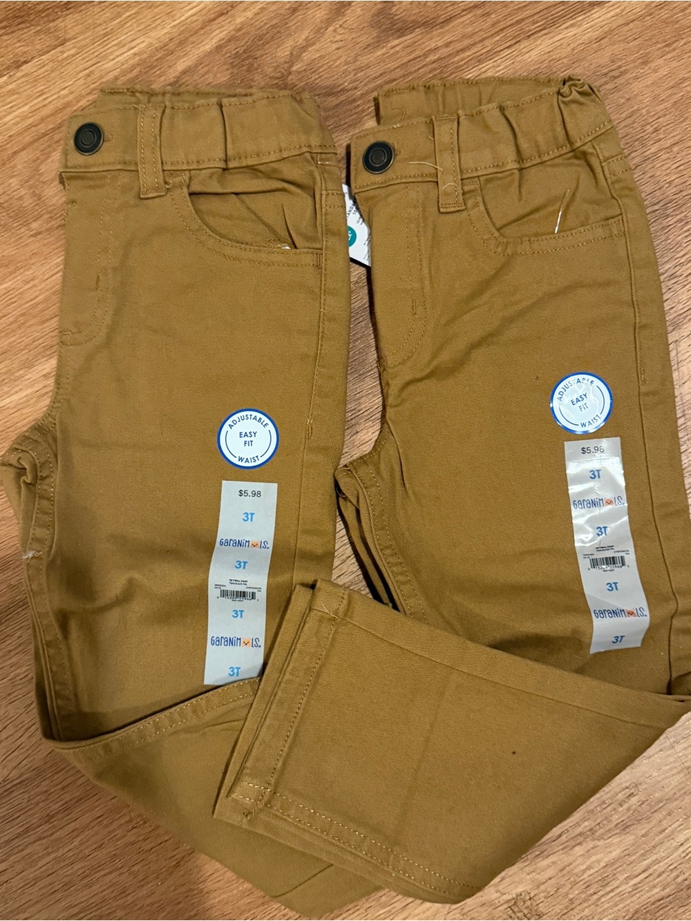 Kids Elastic Waist Cotton Twill Pants - Brown - Unbranded